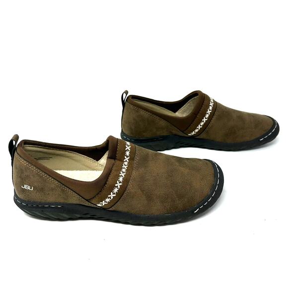 Jambu Size 8.5 Slipper Brown Flat Clog Slip On Treaded Leather Sherpa Lined Warm - Picture 3 of 8